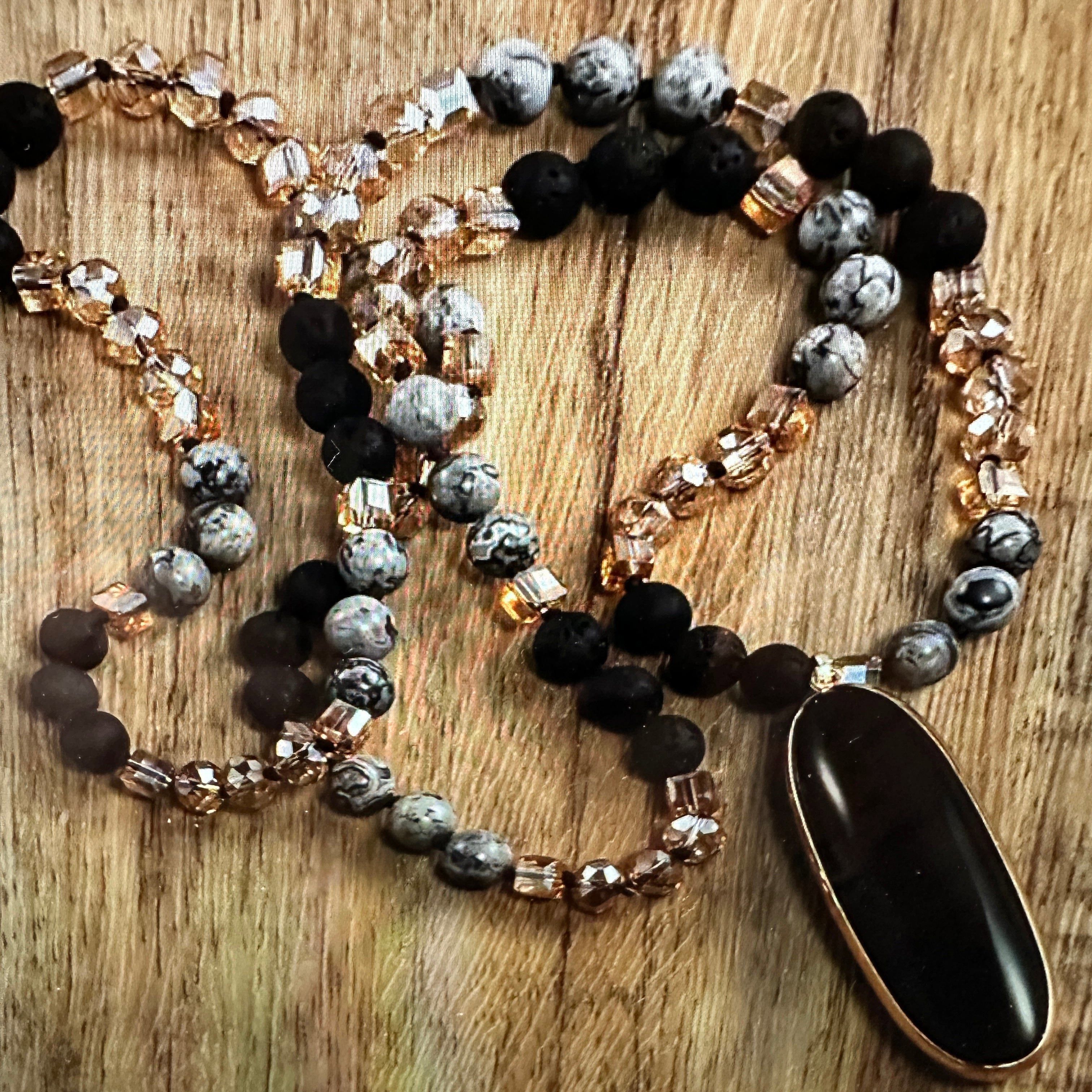Other Bohemian Vintage Natural Stone & Glass Beaded Knot Necklace Size ONE SIZE - 1 Thumbnail