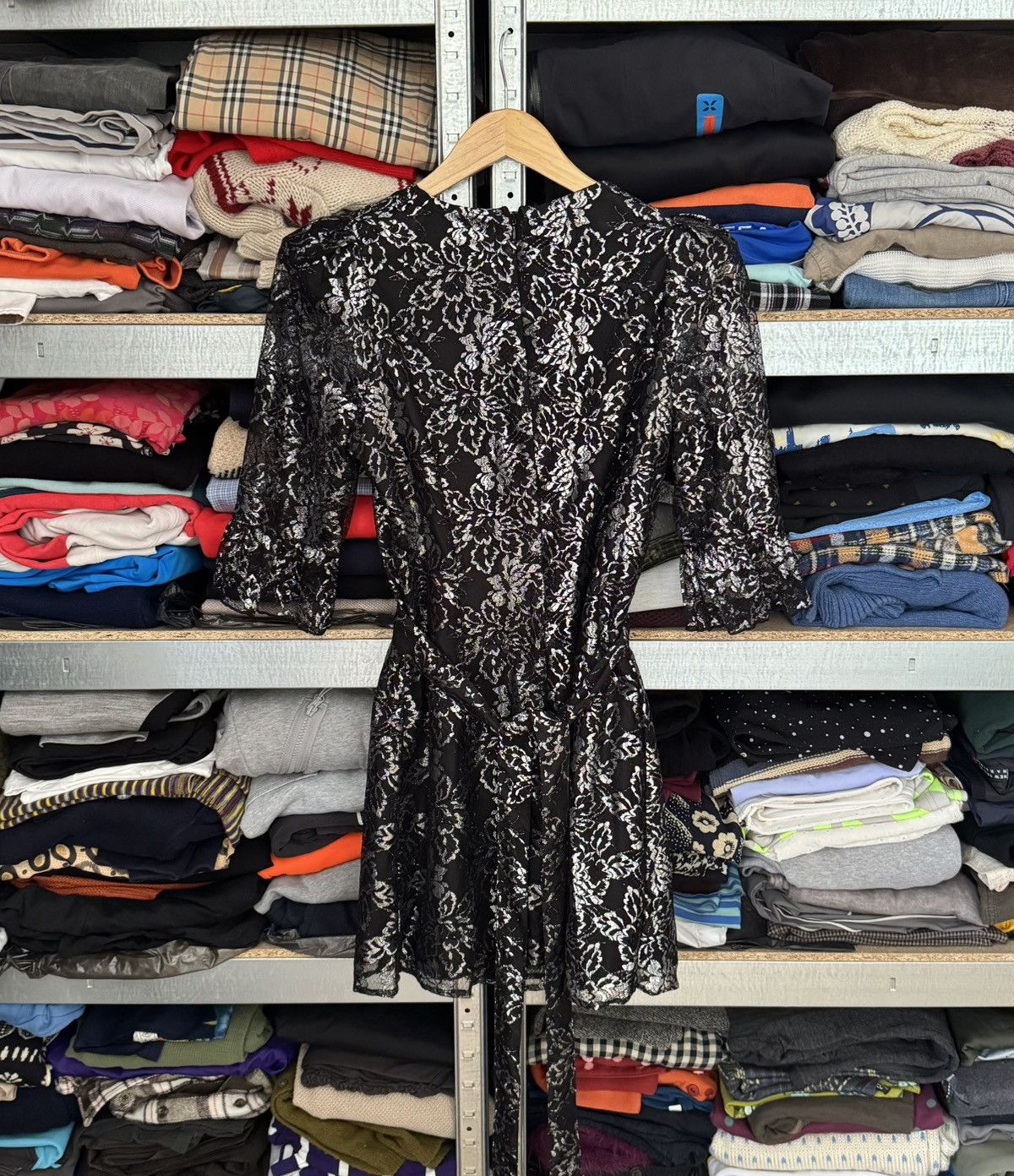 The Vampire's Wife THE VAMPIRE'S WIFE H&M silver black metallic lace dress Size M / US 6-8 / IT 42-44 - 20 Thumbnail
