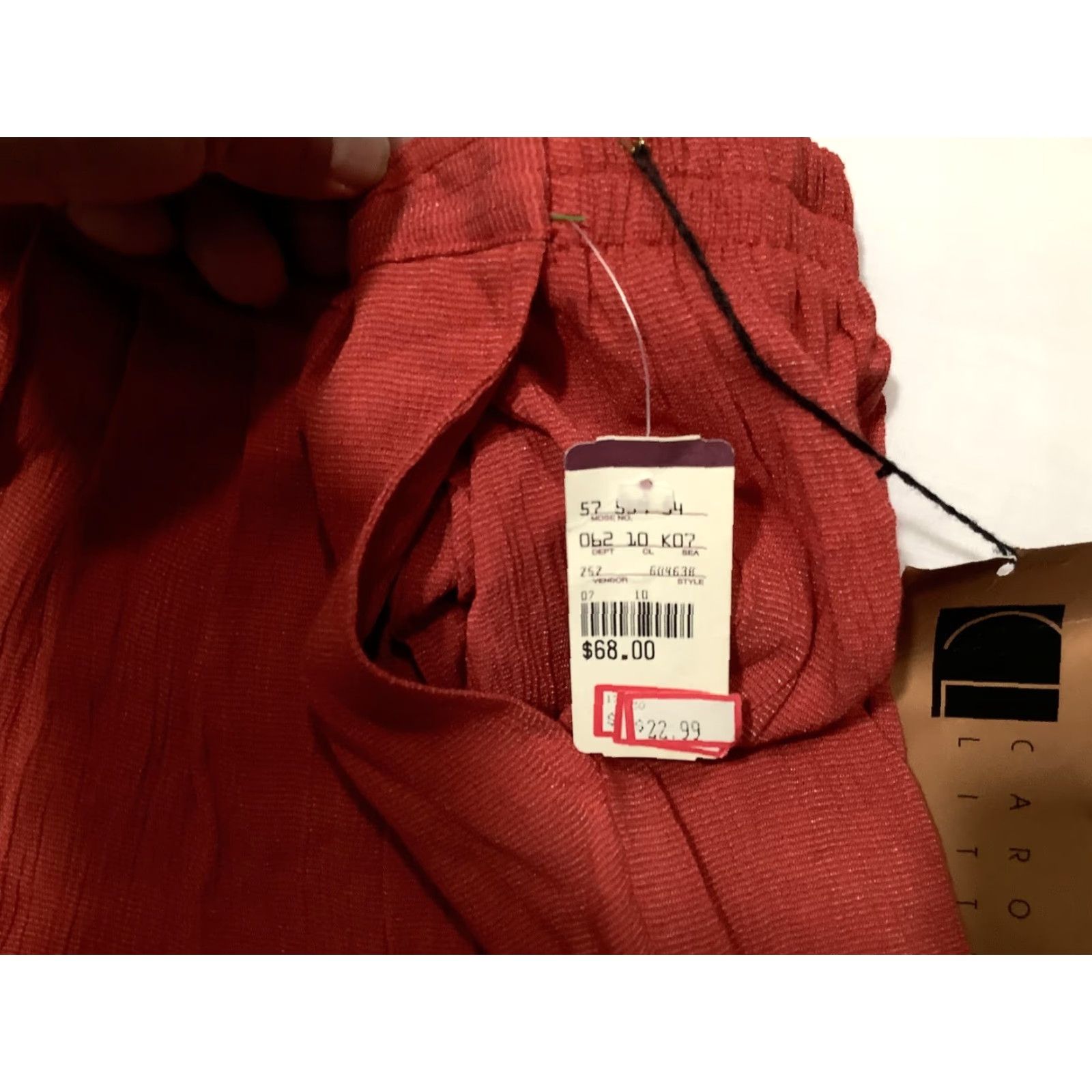 Vintage Carole Little Pants Womens 6 Orange Linen Wide-Leg Pull On Pleated Casual Summer Relaxed Size 28" / US 6 / IT 42 - 6 Thumbnail