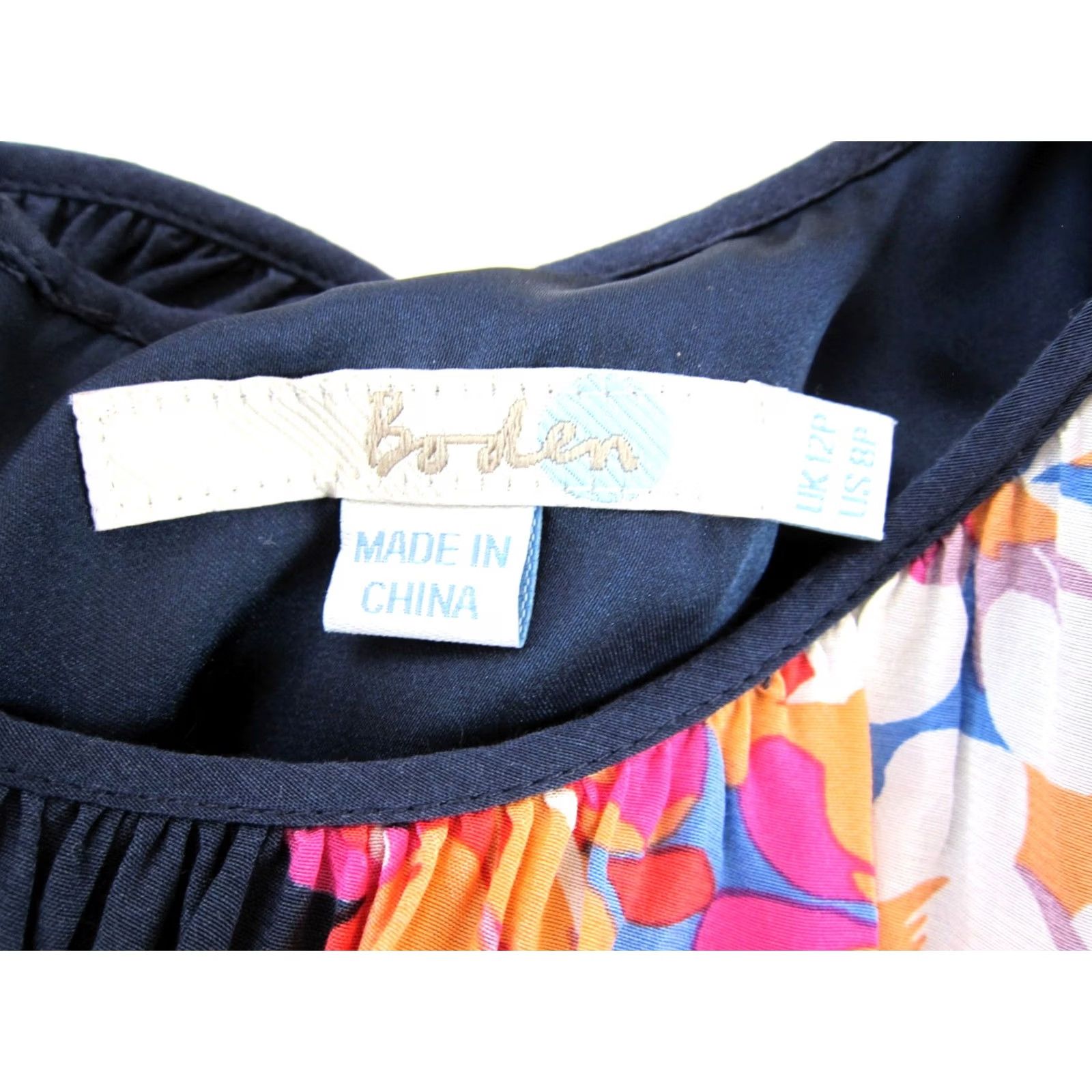 Boden Boden Navy Blue Pink Green Floral Sleeveless Ruched Sheath Tank Sun Dress 12P Size XL / US 12-14 / IT 48-50 - 3 Thumbnail