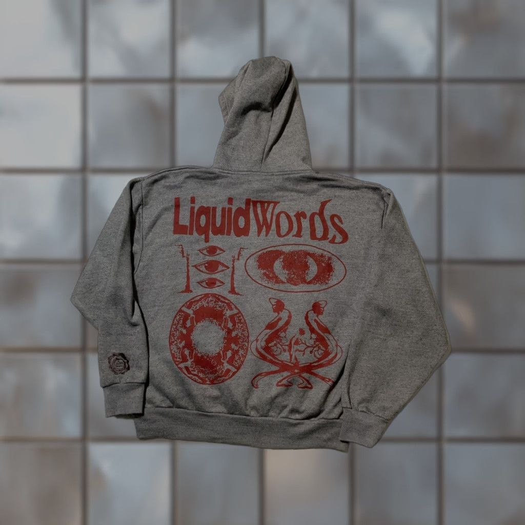 Vintage VINTAGE Mind Liquid “Liquid Words” Gray Fleece Graphic Puff Print Pullover Hoodie M Mens Pullover Hoodie Gray Mind Liquid Size US M / EU 48-50 / 2 - 1 Thumbnail