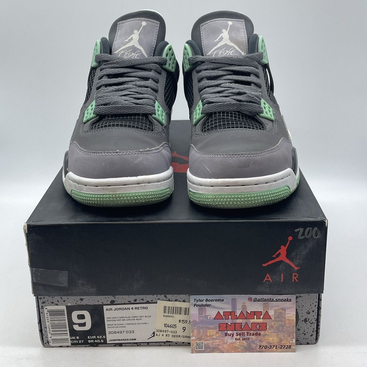 Jordan Brand Air Jordan 4 green glow Size US 9 / EU 42 - 2 Thumbnail