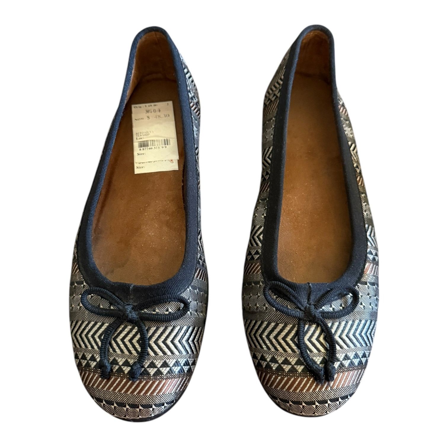 Other Aerosoles Metallic Teashop Geometric Print Ballet Flat 8 EUC Size US 8 / IT 38 - 3 Thumbnail