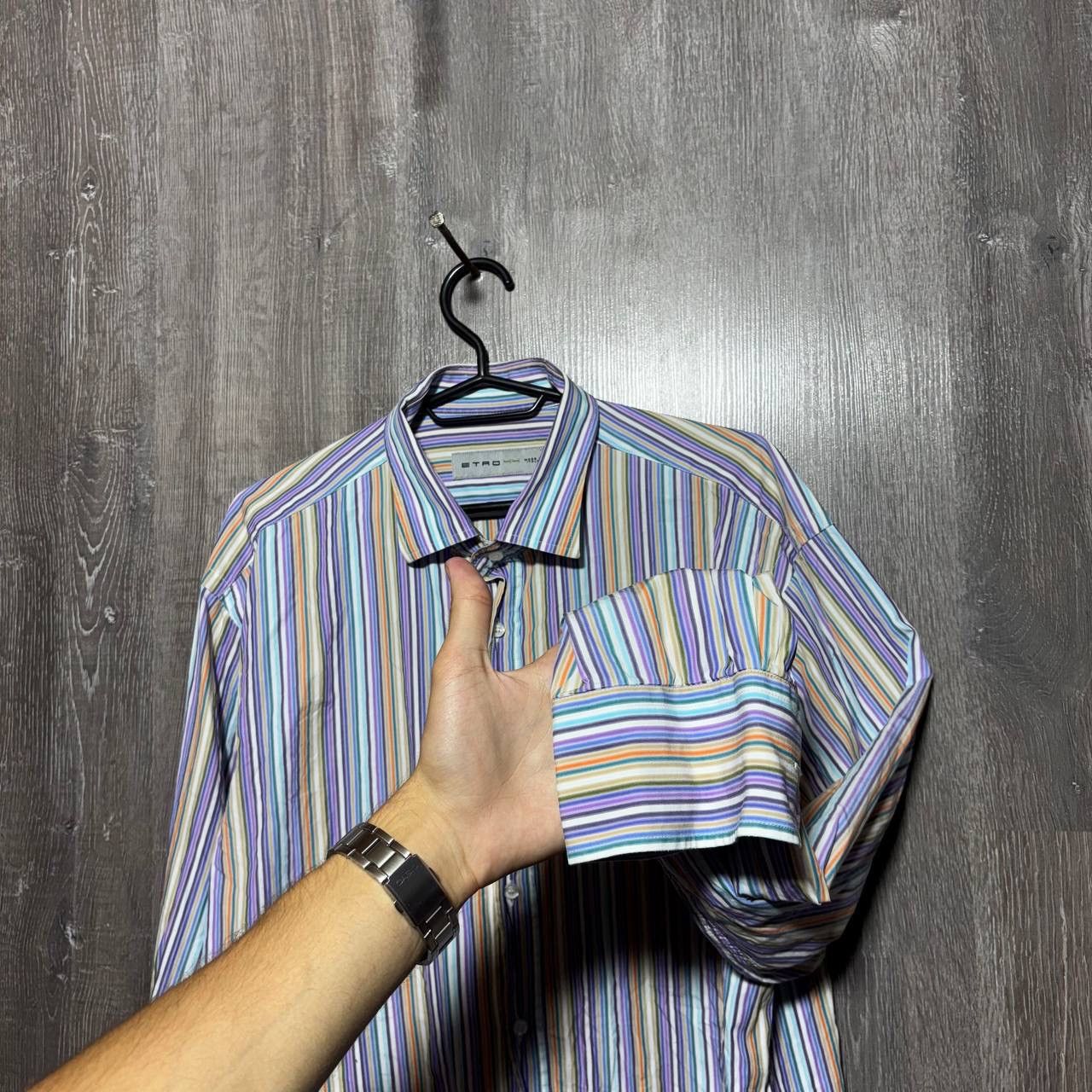 Etro Etro Milano Mens Multicolor Striped Long Sleeve Shirt Size US L / EU 52-54 / 3 - 4 Thumbnail