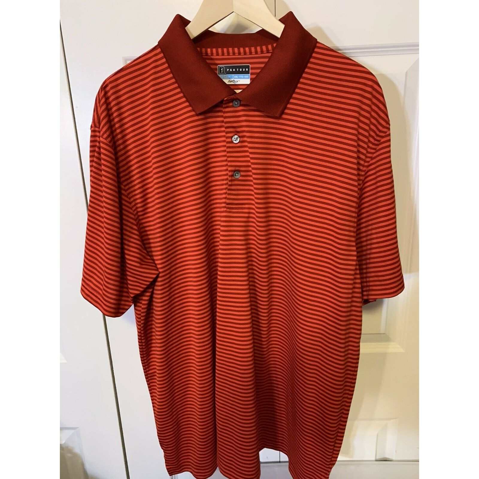 PGA Tour PGA Tour Airflux Mens Sz XXL Orange Red GOLF POLO SHIRT Size US XXL / EU 58 / 5 - 6 Thumbnail