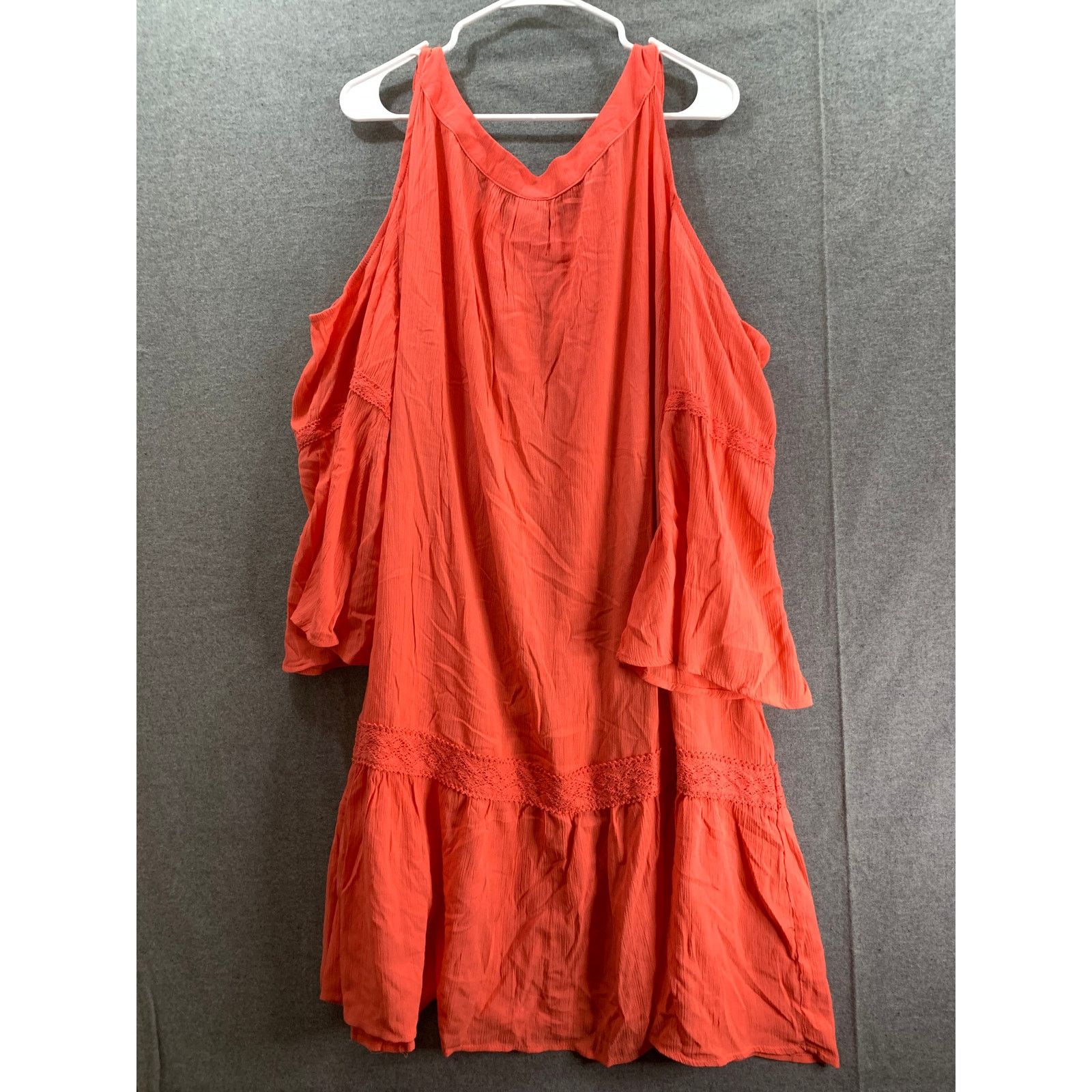 Other Terra & Sky Dress Women Size 1X Orange Cold Shoulder Size XXL / US 16-18 / IT 52-54 - 2 Thumbnail
