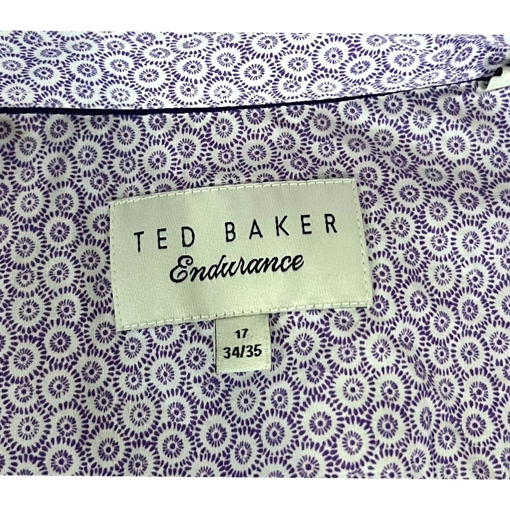 Ted Baker Ted Baker Endurance Men’s Purple Checked Cotton Long Sleeve Shirt-Size 17 34/35-Button Dress Shirt-Adult Mens Size US XL / EU 56 / 4 - 6 Thumbnail