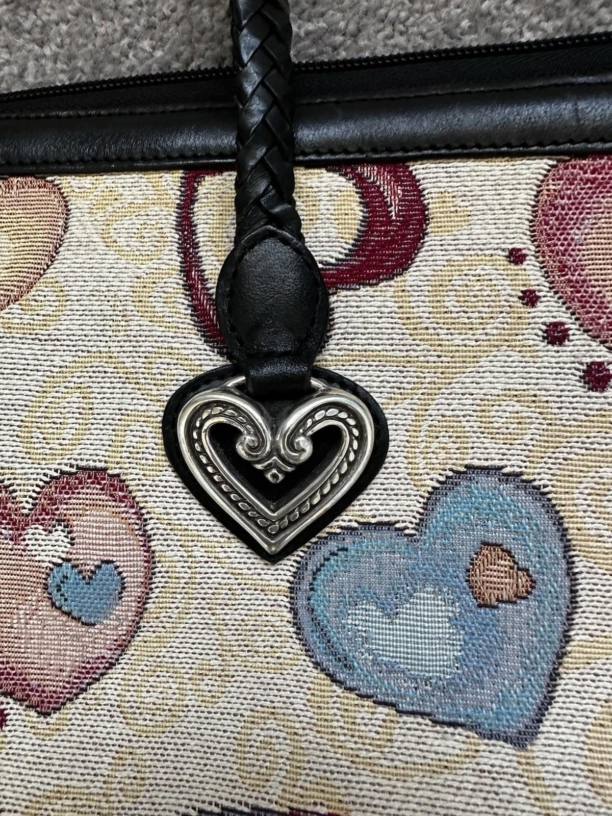 Brighton Brighton Large Multi Color Heart Print Canvas Tote Bag 90s Size ONE SIZE - 3 Thumbnail