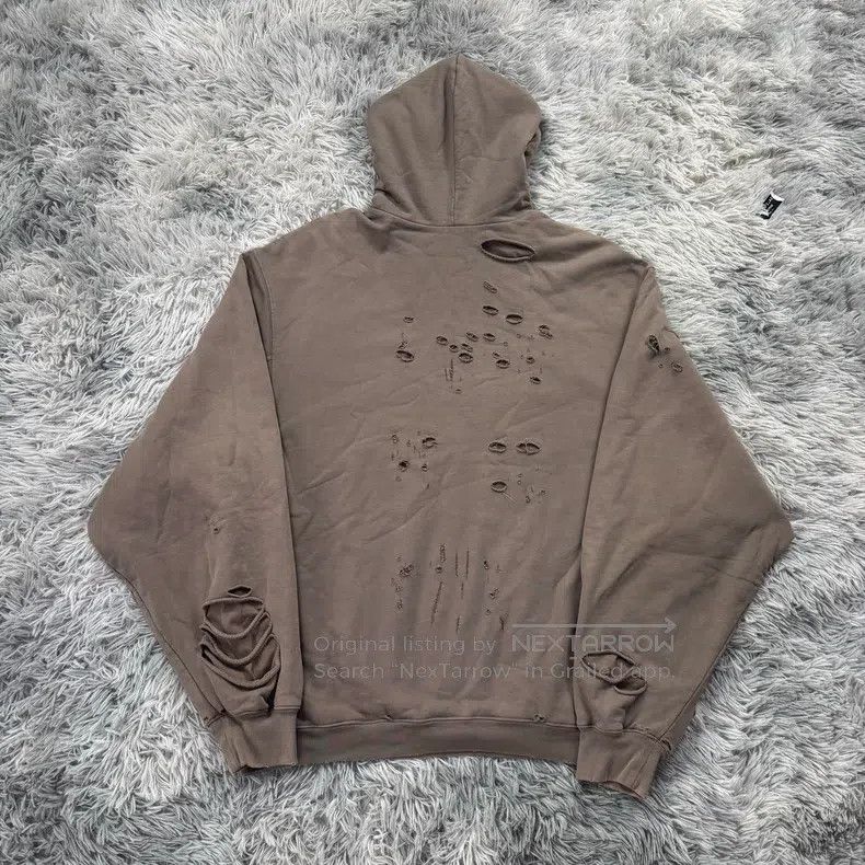 Balenciaga Balenciaga Double Layer Destroyed Hoodie Sweatshirt Size US XXS / EU 40 - 2 Thumbnail