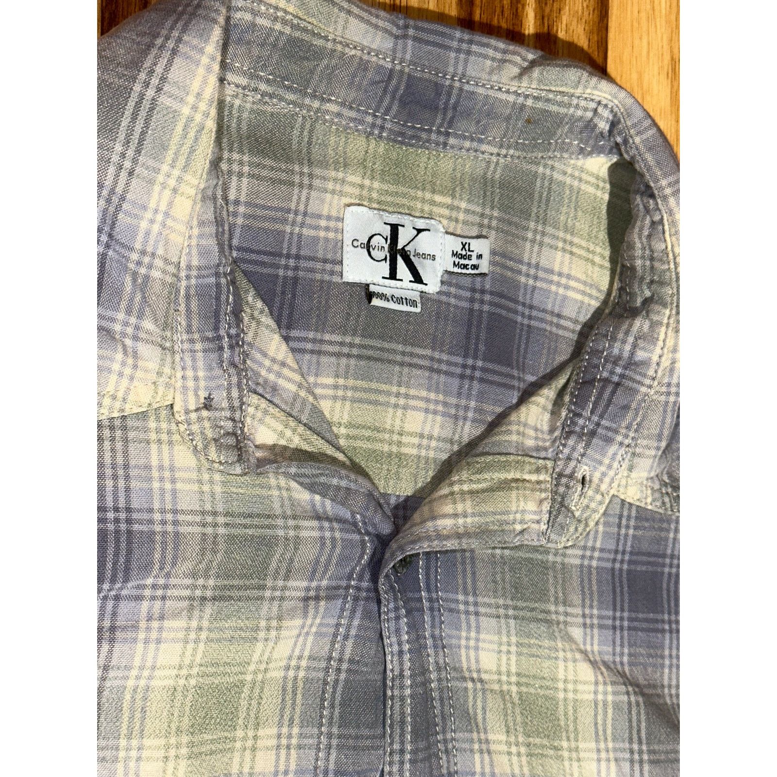 & Other Stories Calvin Klein Jeans Green With Gray Flannel Shirt Size XL Size US XL / EU 56 / 4 - 5 Thumbnail