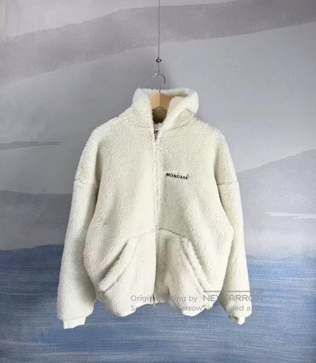 Balenciaga balenciaga white teddy hoodie jacket with logo. Size US XL / EU 56 / 4 - 1 Thumbnail