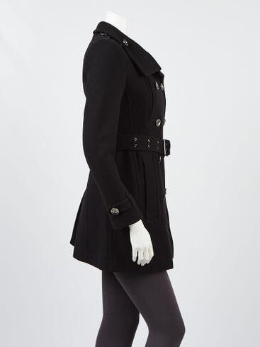 Burberry Burberry Brit Black Wool Blend Zip-Pocket Trench Coat Size M / US 6-8 / IT 42-44 - 4 Thumbnail