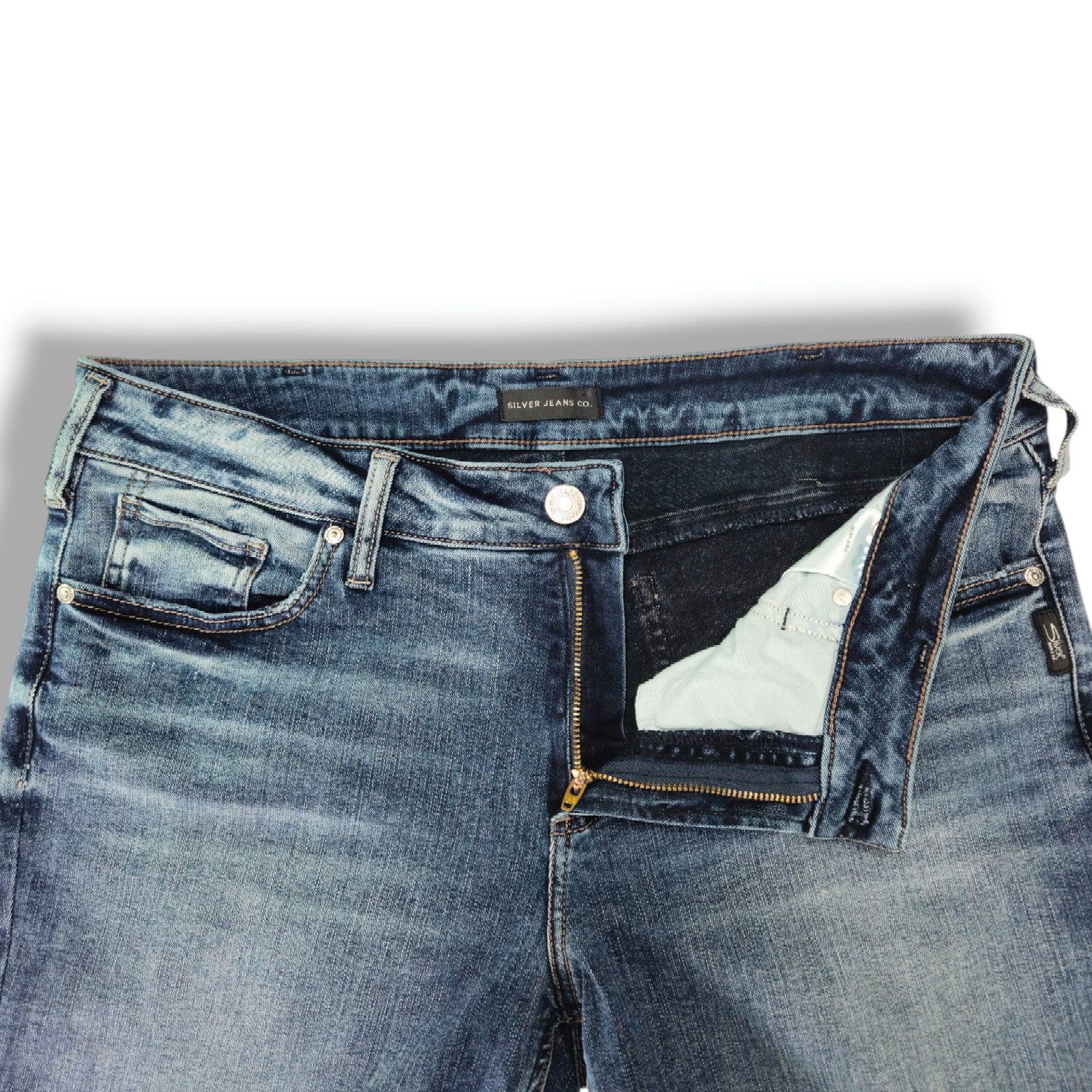 Silver Jeans Co. Silver Jeans Elyse Custom Split Hem Straight Jeans Sz. 34x32 Size 34" / US 12 / IT 48 - 5 Thumbnail