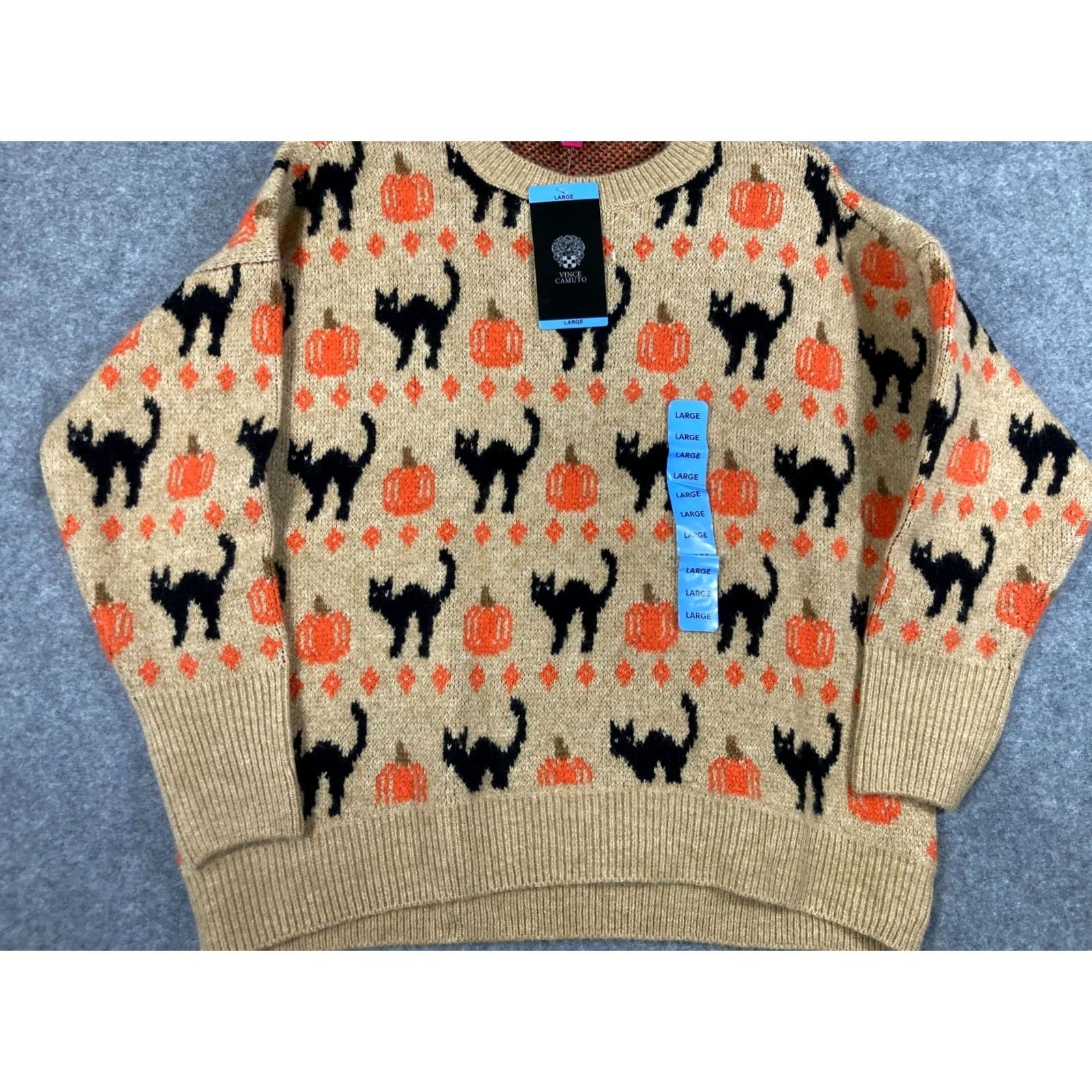 Vince Camuto Vince Camuto Pullover Halloween Sweater Womens Large Tan Knit Crew Neck NWT Size L / US 10 / IT 46 - 4 Thumbnail