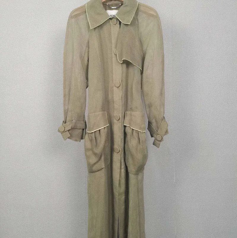 Fendi Fendi Green Polyester Women's Trench Coat 0089 Size S / US 4 / IT 40 - 1 Thumbnail