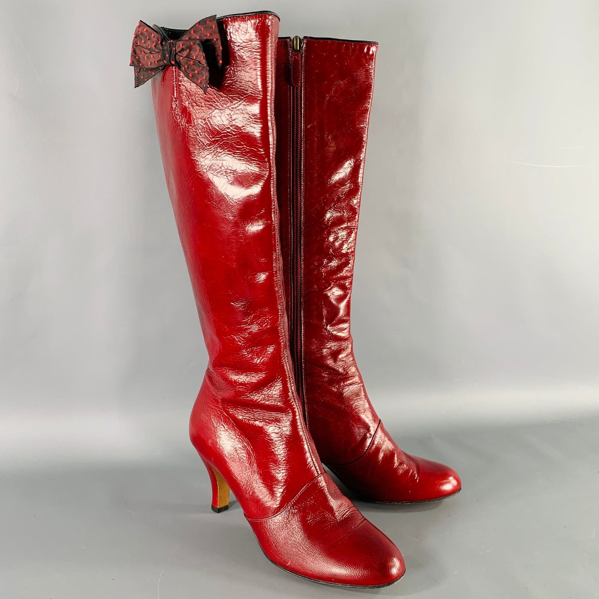 Burgundy patent shops leather booties