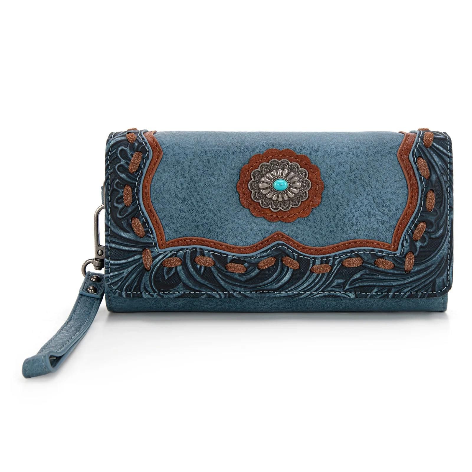 Designer Trinity Ranch Stylish Blue Wallet with Floral Design Size ONE SIZE - 1 Thumbnail