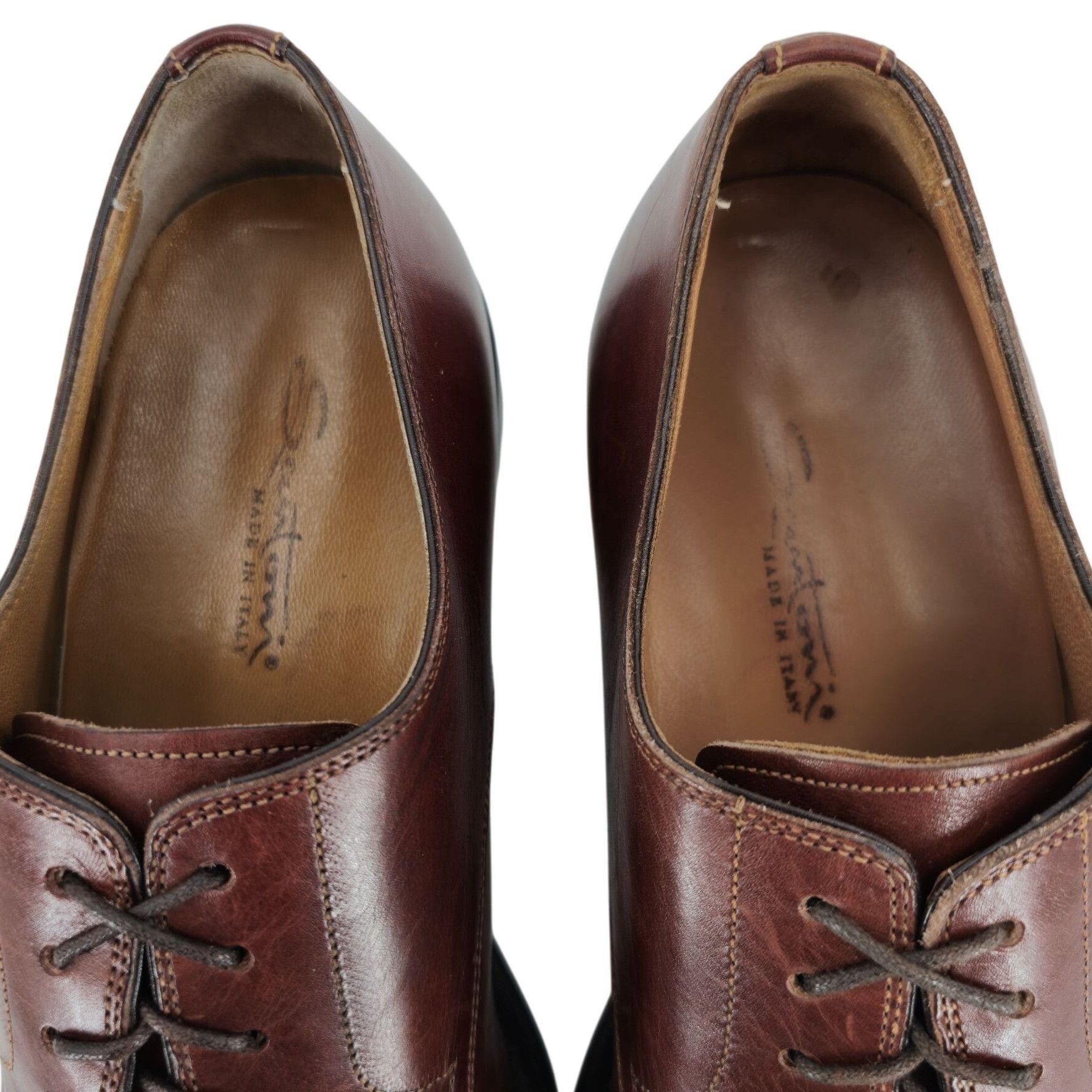 Santoni Santoni Italy Brown Leather Dress Shoes Men 9 Classic Derby Size US 9 / EU 42 - 5 Thumbnail
