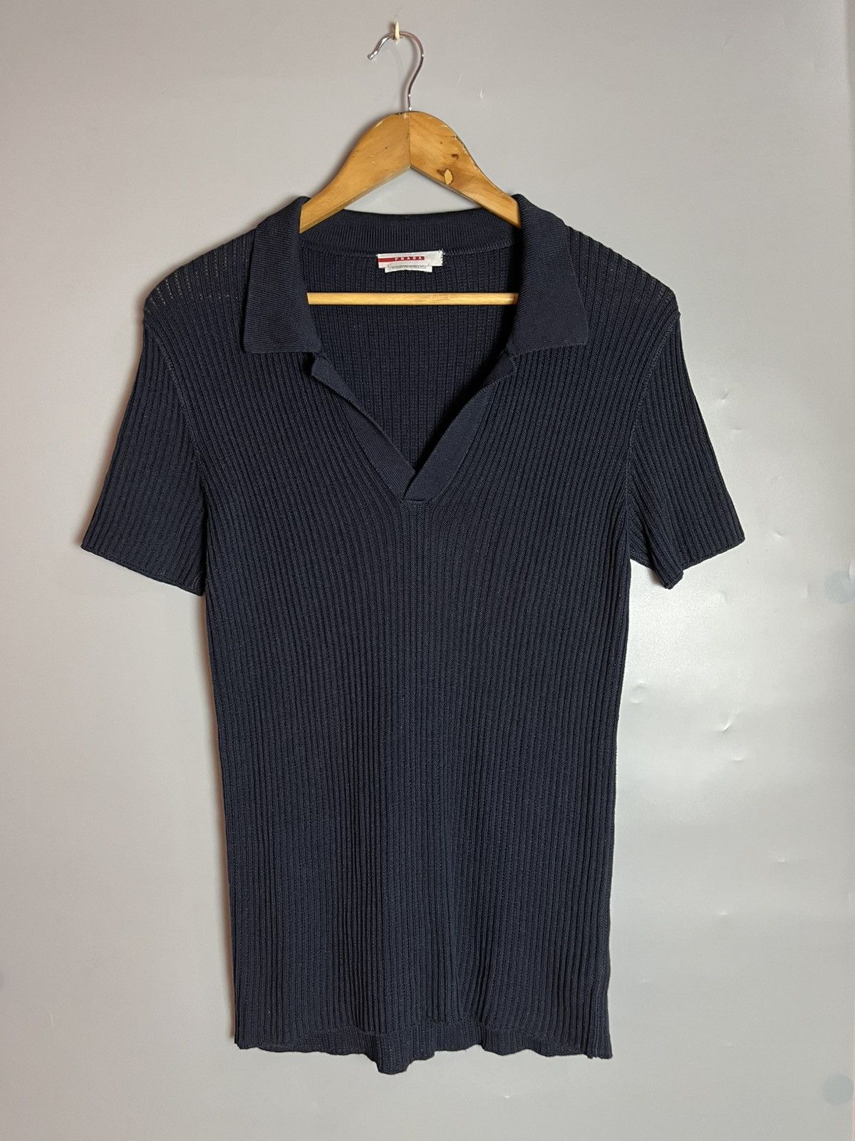 Prada Prada vintage ribbed knit polo shirt (stretchable) | Grailed