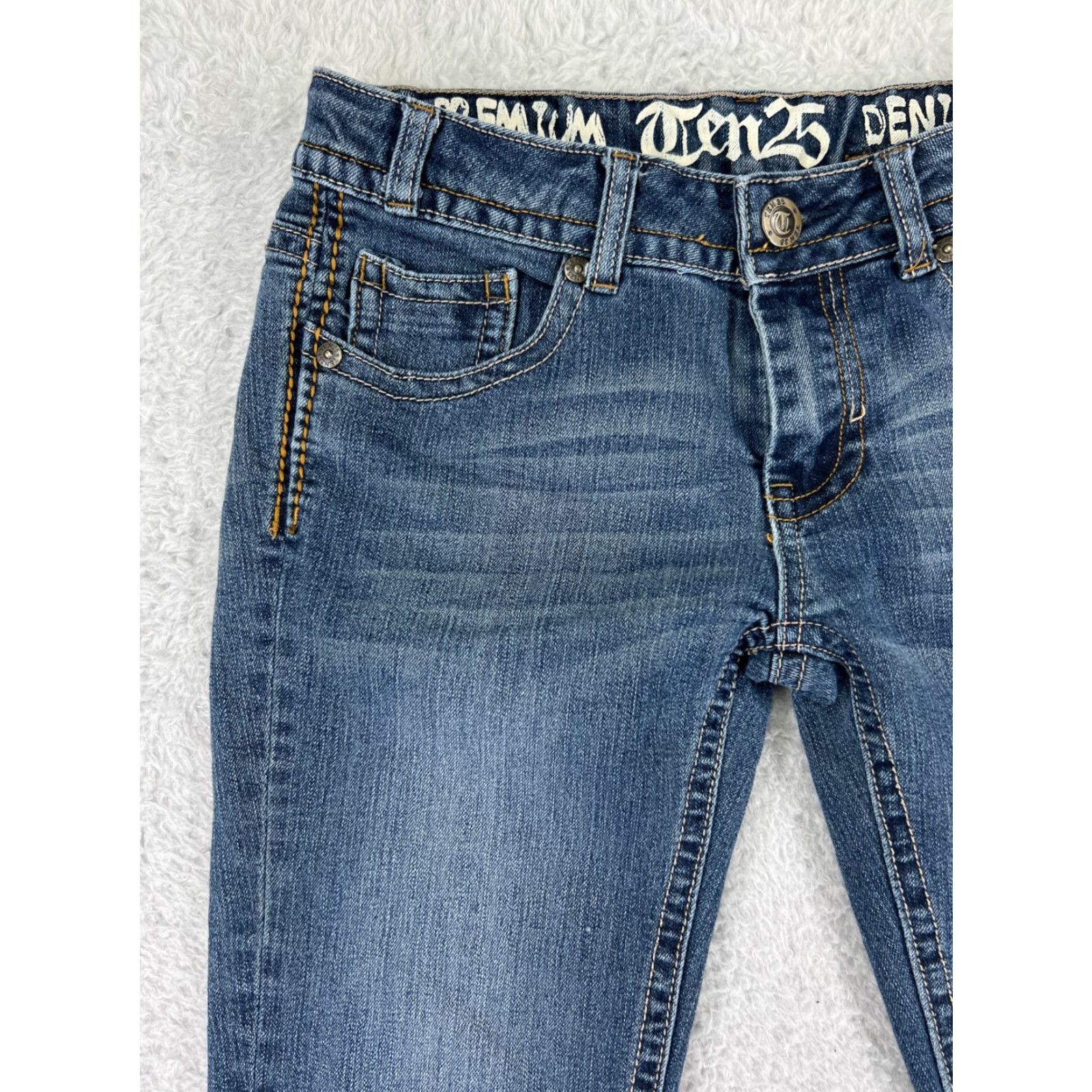 Vintage Ten 25 Womens Jeans 3 Blue Denim Skinny Tapered Cotton Blend Embroidered Size 26" / US 2 / IT 38 - 7 Thumbnail