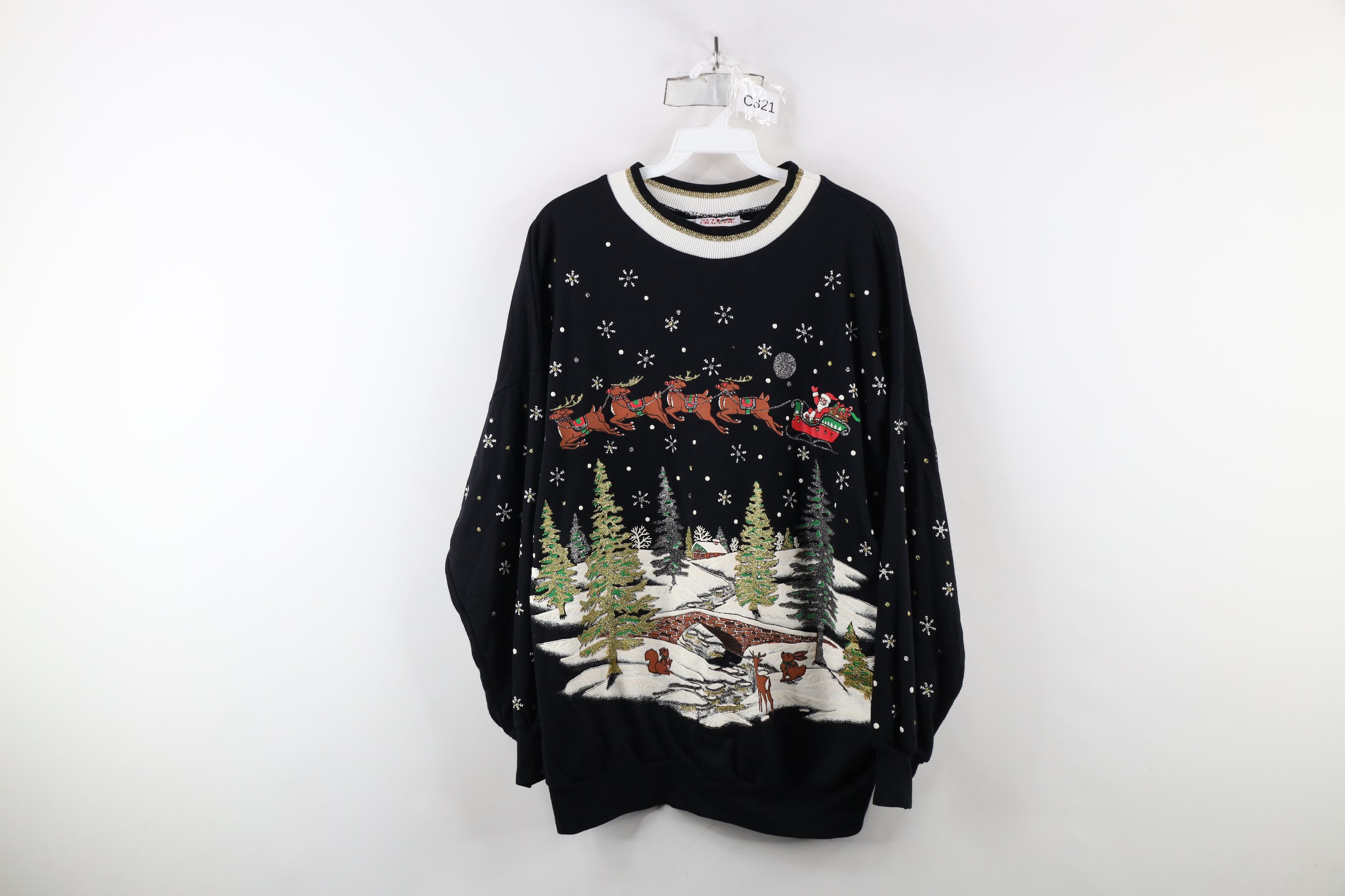 Vintage Vintage 90s Streetwear Christmas Crewneck Sweatshirt USA Size XL / US 12-14 / IT 48-50 - 1 Thumbnail