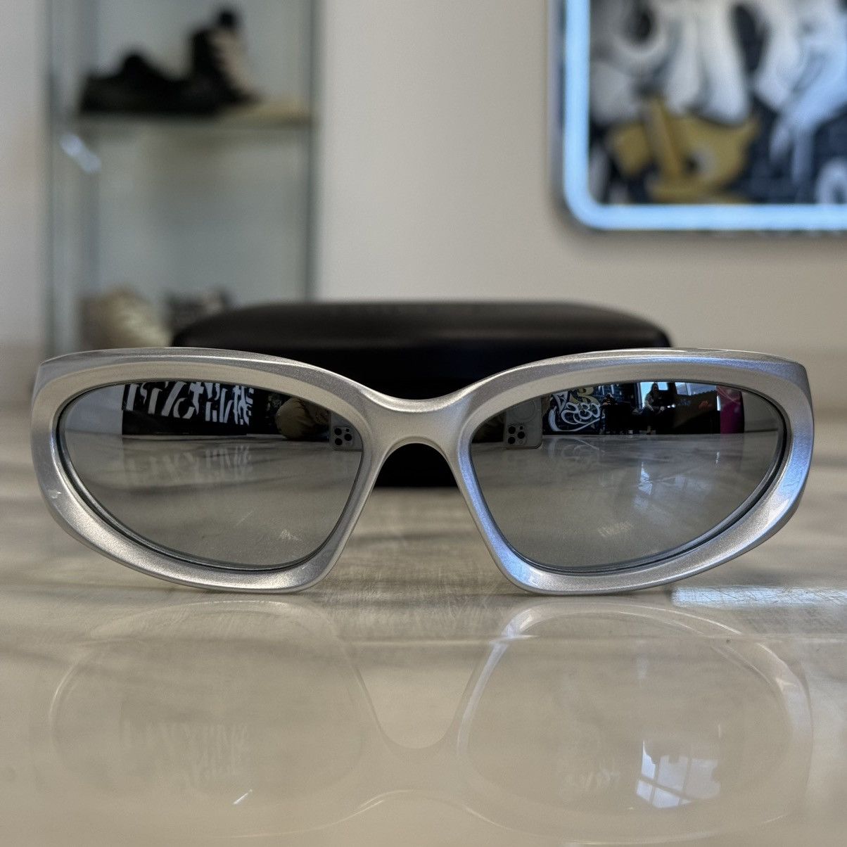Balenciaga Balenciaga Swift Oval Sunglasses Silver Size ONE SIZE - 2 Thumbnail