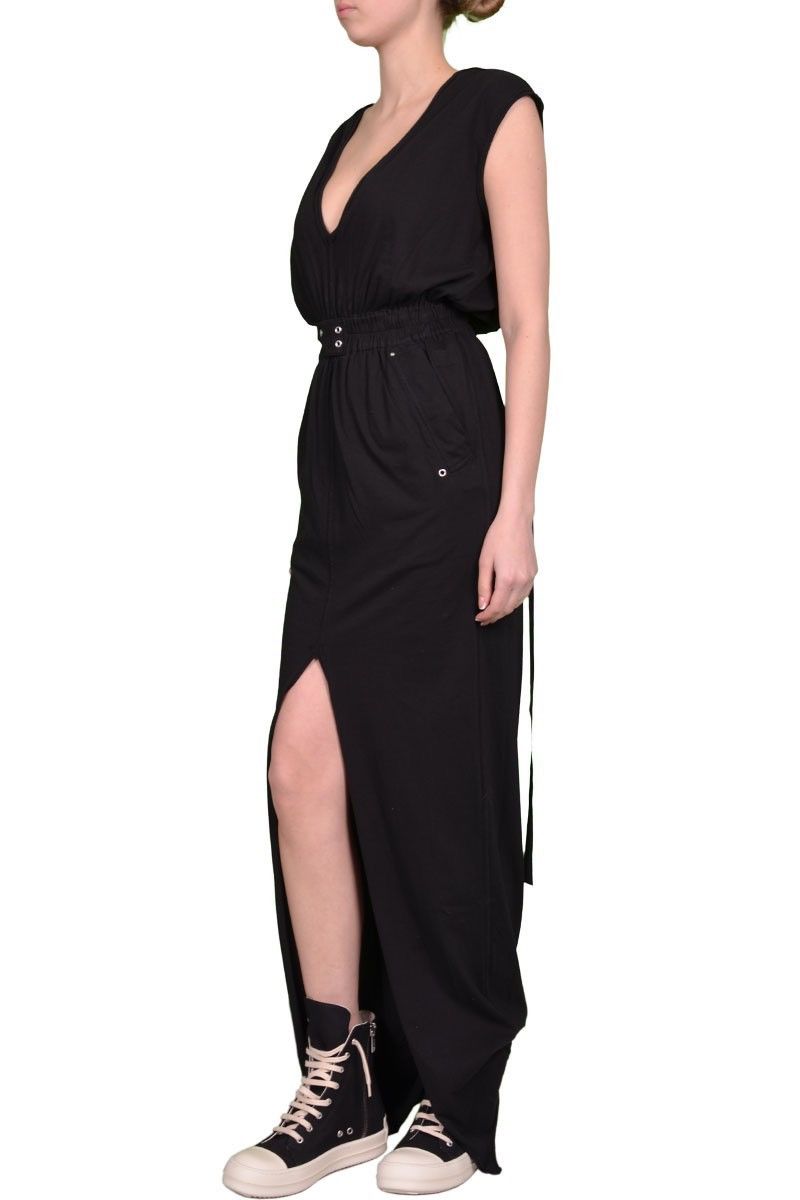Rick Owens × Rick Owens Drkshdw Rick Owens Drkshdw Black Phleg Cotton Jersey Long Dress Size S / US 4 / IT 40 - 4 Thumbnail