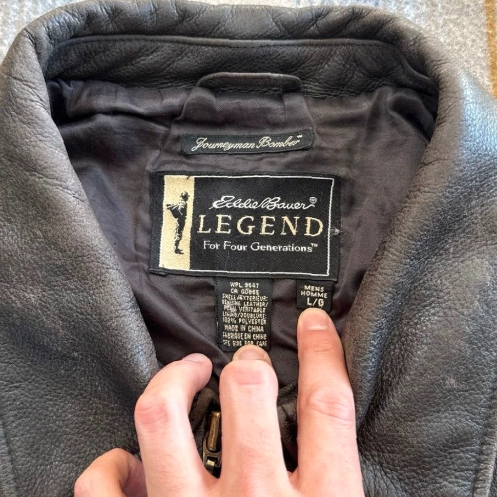 Eddie Bauer VINTAGE Eddie Bauer Heavy Leather Flight Bomber Jacket L Brown Regular Men Zip Size US L / EU 52-54 / 3 - 4 Thumbnail