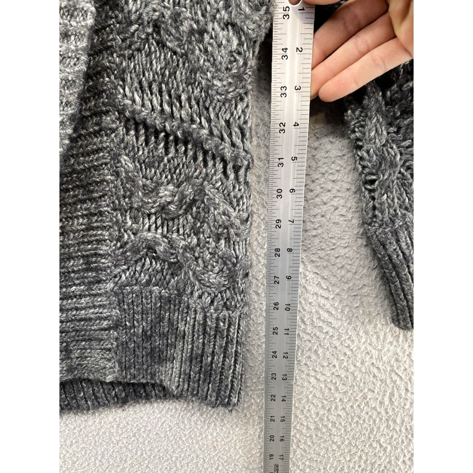 Express VINTAGE Express Chunky Loose Knit Open Cardigan Wool Alpaca Blend Charcoal Women’s XS Size XS / US 0-2 / IT 36-38 - 5 Thumbnail