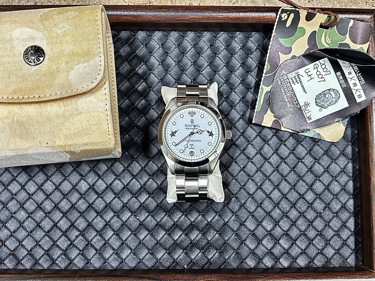 Bape Bapex Sta Logos Big Face Silver Watch 2007
