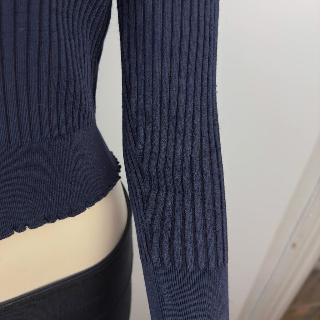 Other IRIS SETLAKWE Crop Ribbed & Textured Navy Blue Sweater S Size XS / US 0-2 / IT 36-38 - 2 Thumbnail