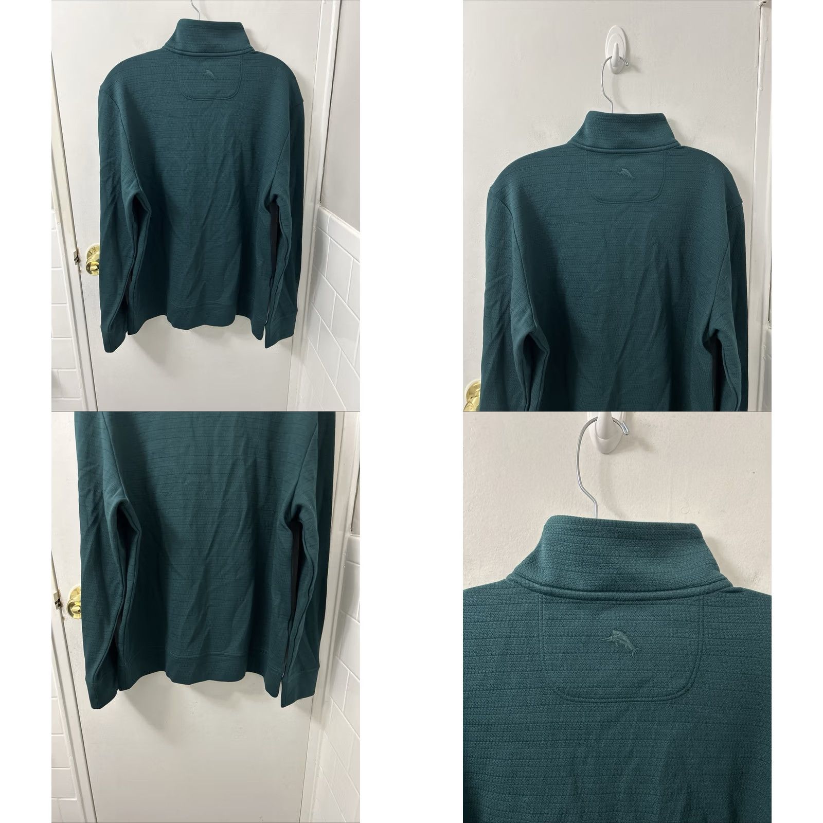 Tommy Bahama Tommy Bahama Pullover Sweater M Forest Green 1/4 Zip Mock Neck Long Sleeve 100% Pima Cotton Mens Regular Size Medium Size US M / EU 48-50 / 2 - 8 Thumbnail