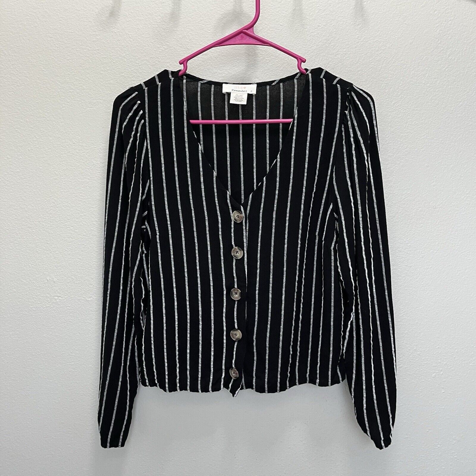 Urban Outfitters Urban Romantics | Black Striped Button Top Small Outfitters Size S / US 4 / IT 40 - 2 Thumbnail