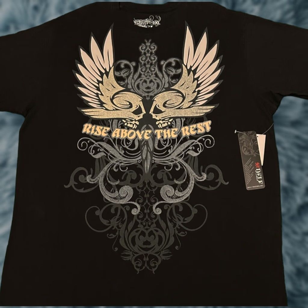 Doublet VINTAGE Delf T-Shirt Double-Sided Wings Grunge Punk Y2K 3XL NWT Mens Black Shirt Size US XXL / EU 58 / 5 - 1 Thumbnail