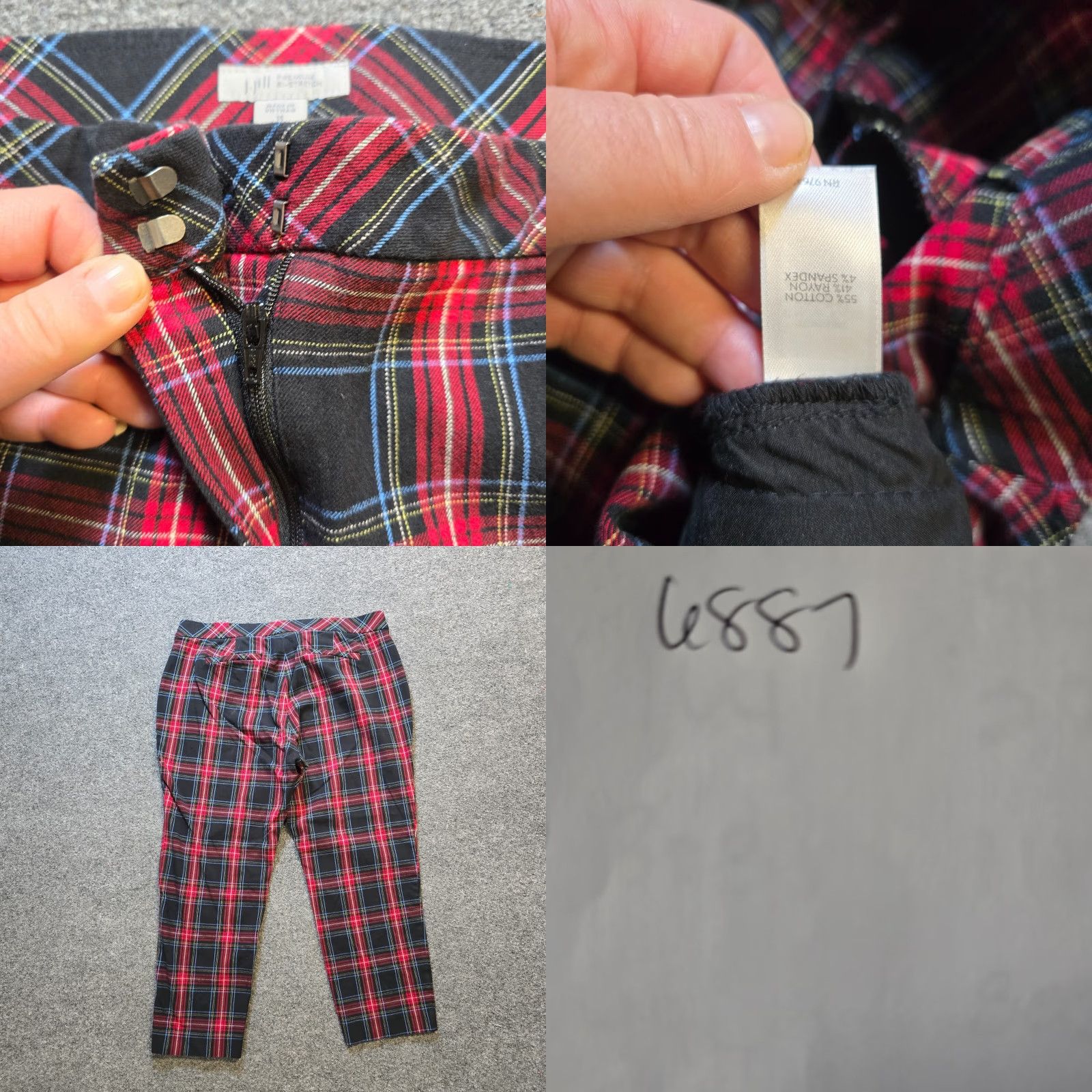 J. Jill J. Jill Pants Women 14P Red Plaid Bi Stretch Legging Ankle Crop Career Tapered Flat Front Ponte Cotton Rayon Spandex 24in Inseam Casual Travel Women's Size 36" / US 14 / IT 50 - 8 Thumbnail