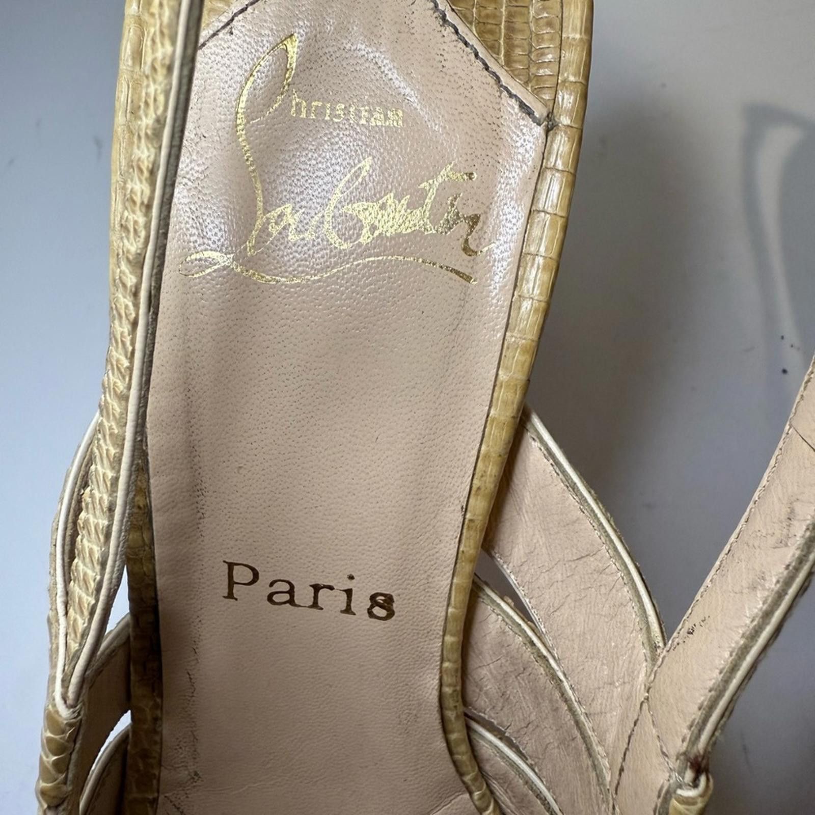 Christian Louboutin Christian Louboutin Beige Nude Lizard Slingback Sandals 40.5 Size US 9.5 / IT 39.5 - 6 Thumbnail