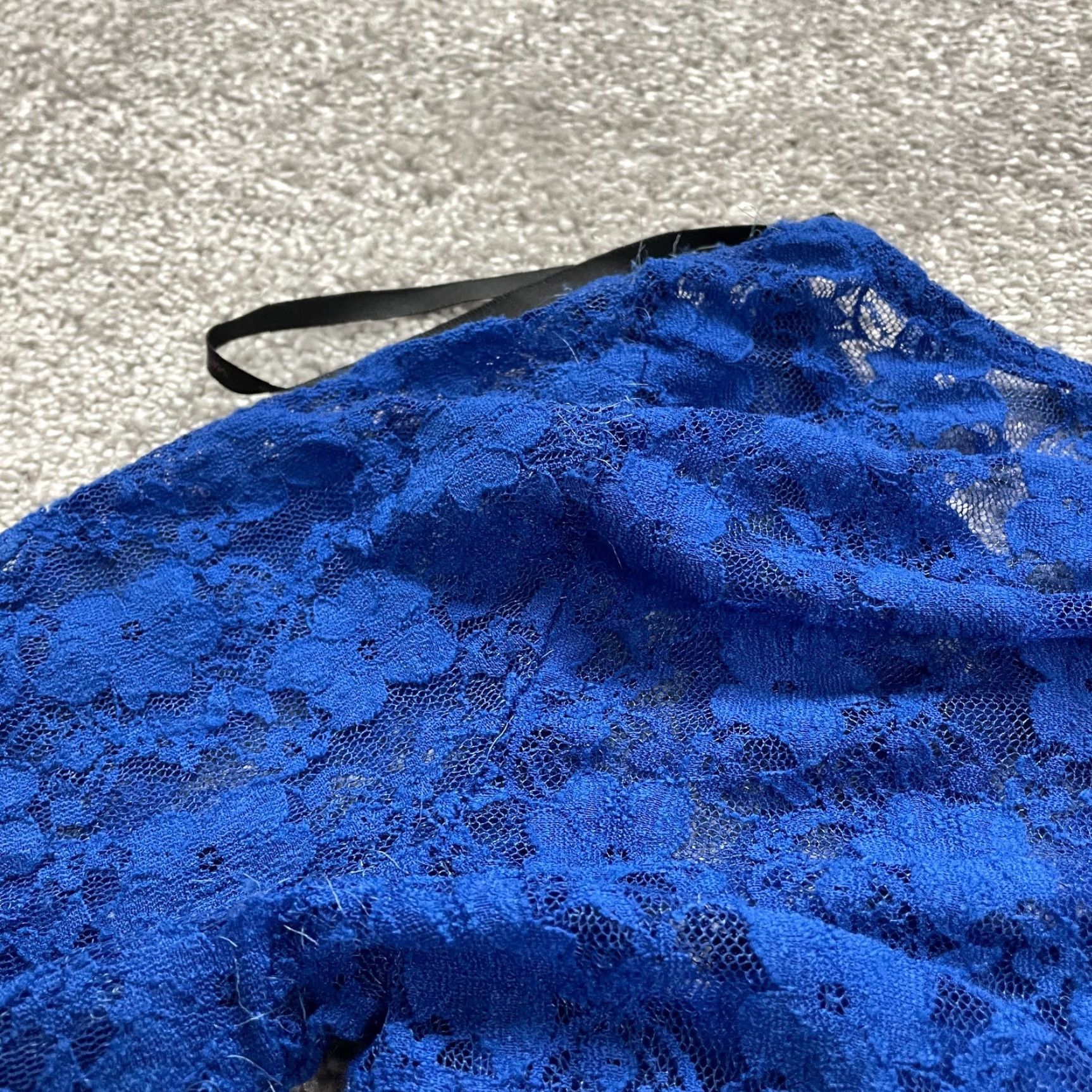 Vintage MaterialGirl Blue Lace A-Line Dress Womens Large L Knee Length Round Neck Long Sleeve Adult Womens Size L / US 10 / IT 46 - 7 Thumbnail