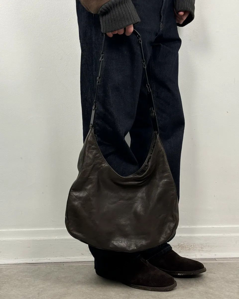 Prada Prada Brown Leather Hobo Shoulder Bag Size ONE SIZE - 3 Thumbnail