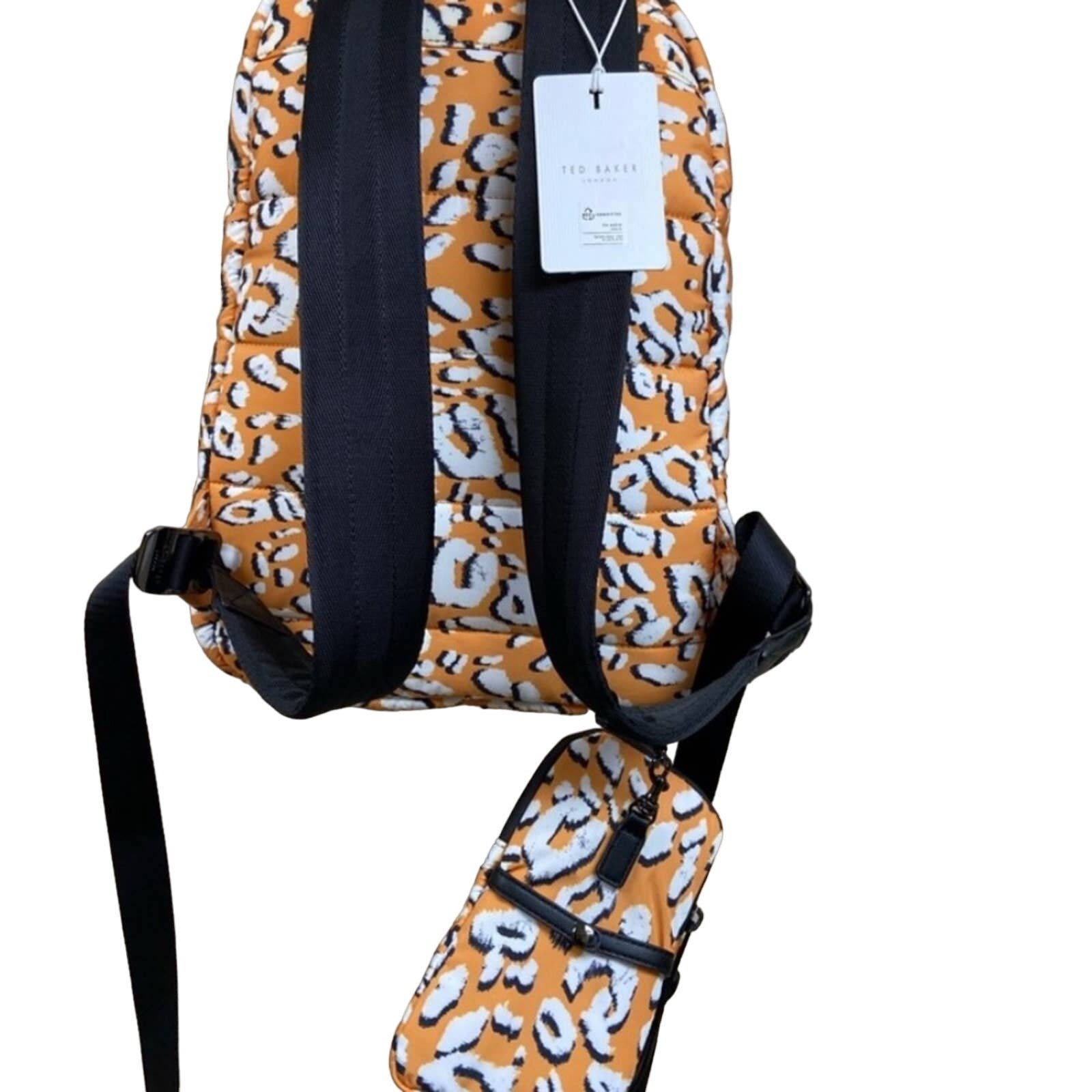 Ted Baker NEW TED BAKER Yellow White Black Leopard Puffer Backpack Size ONE SIZE - 8 Thumbnail