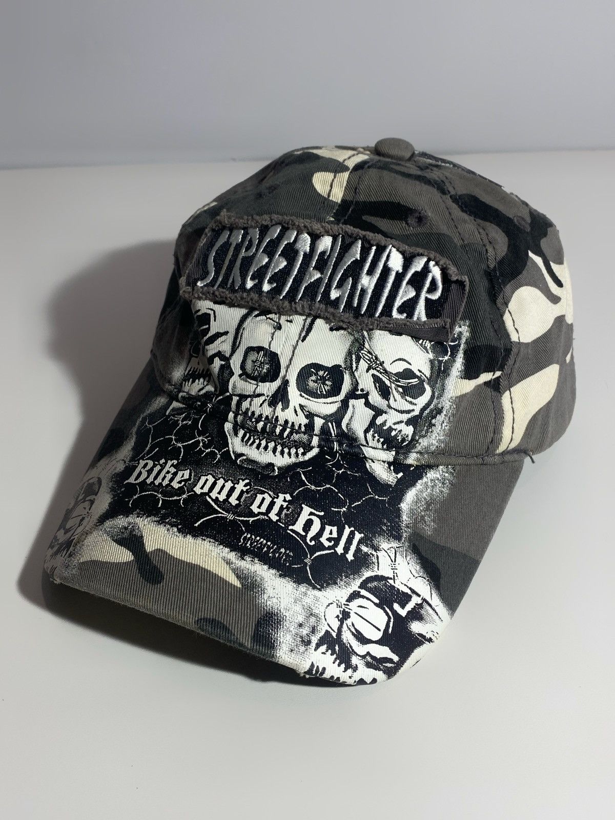 Hysteric Glamour Street Fighter Camo Skull Distressed Cap Harley Davidson Size ONE SIZE - 1 Thumbnail
