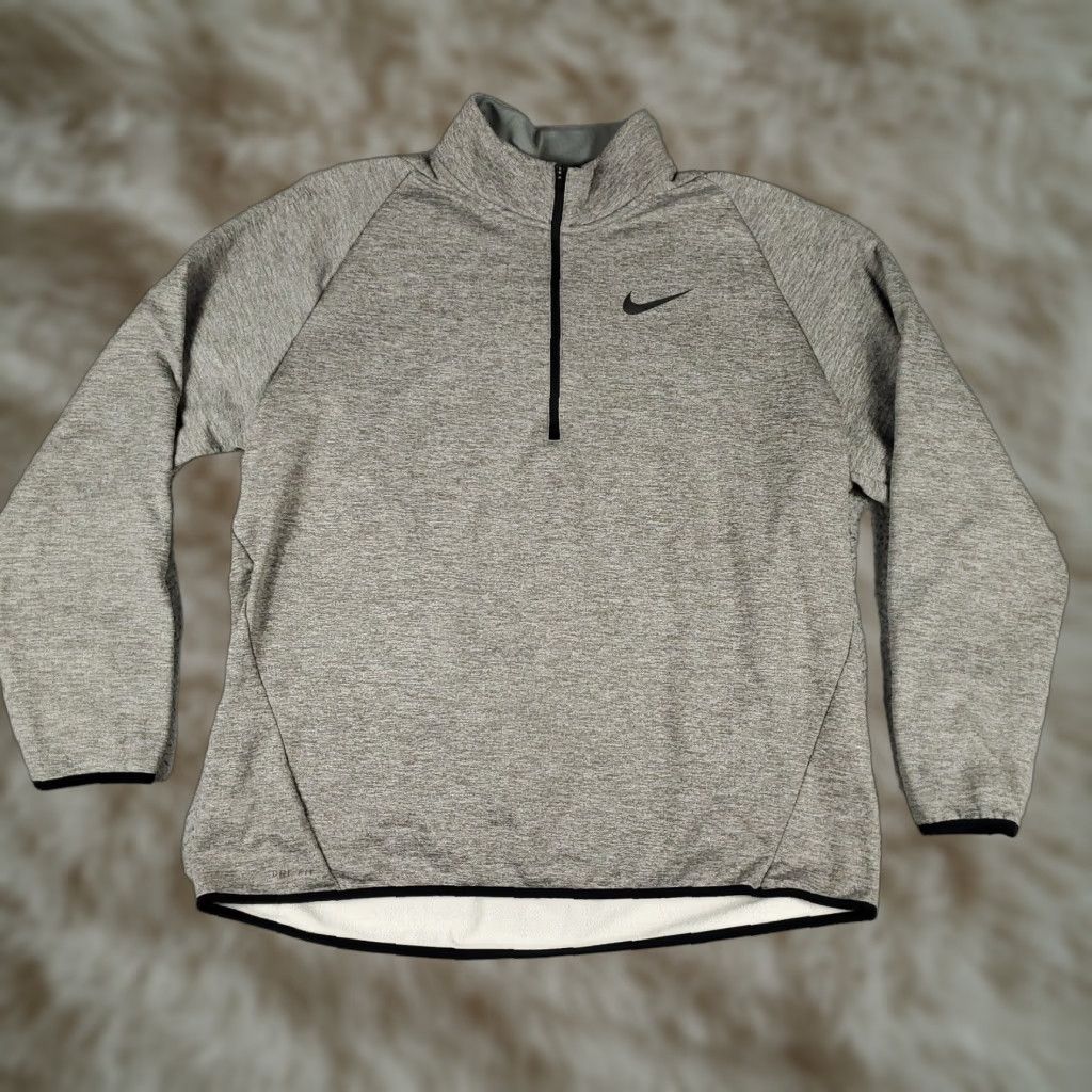 Nike Nike Sweatshirt Mens 2XL Gray Swoosh 1/4 Zip Pullover Mock Neck Long Sleeve Shirt Size US XXL / EU 58 / 5 - 1 Thumbnail