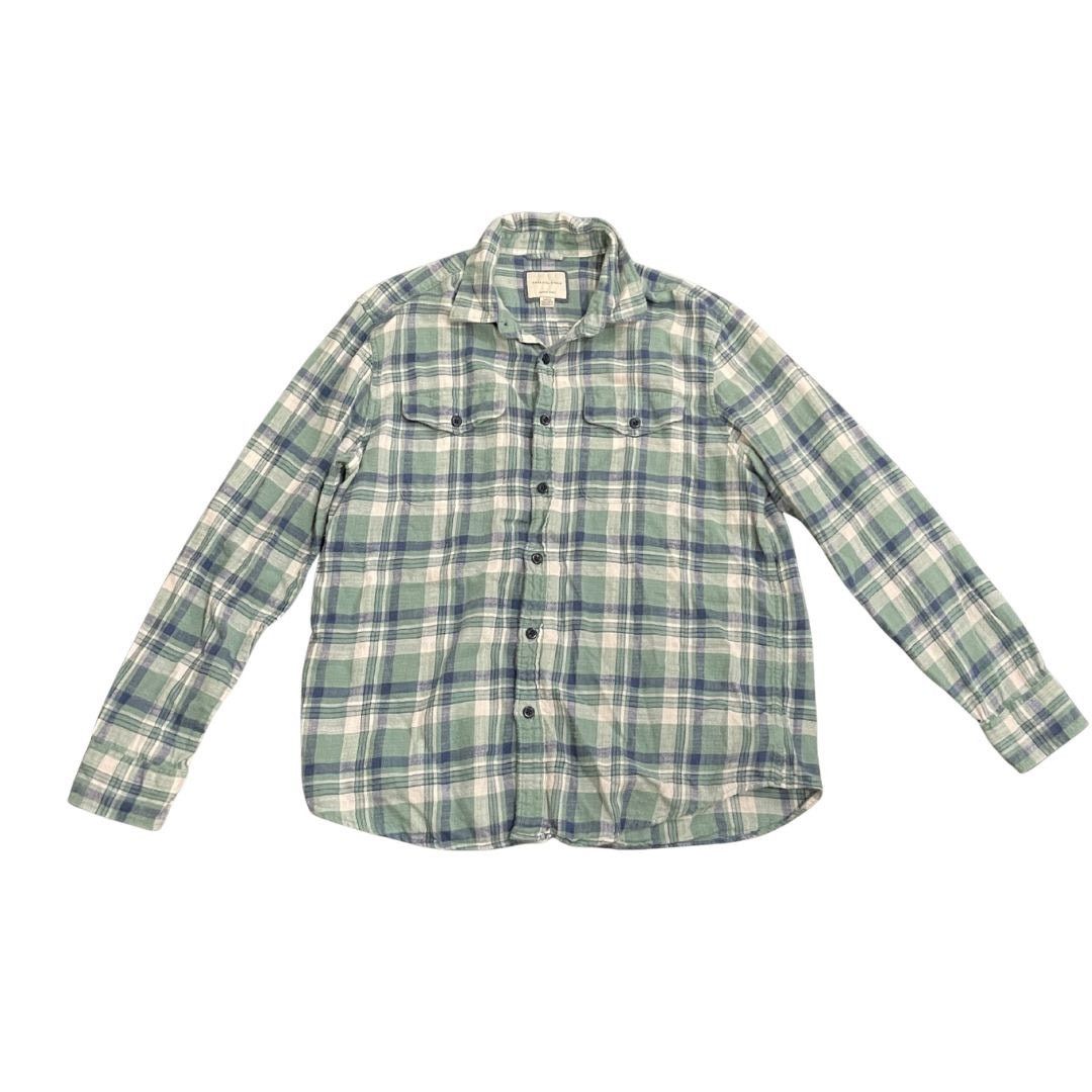 American Eagle Outfitters Standard Fit Super Soft Green Plaid Flannel Shirt Size Large Size US L / EU 52-54 / 3 - 1 Thumbnail