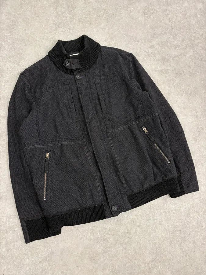 Marithe + Francois Girbaud 2000s Marithé + François Girbaud Grey Ribbed Wool Bomber Jacket Size US M / EU 48-50 / 2 - 4 Thumbnail