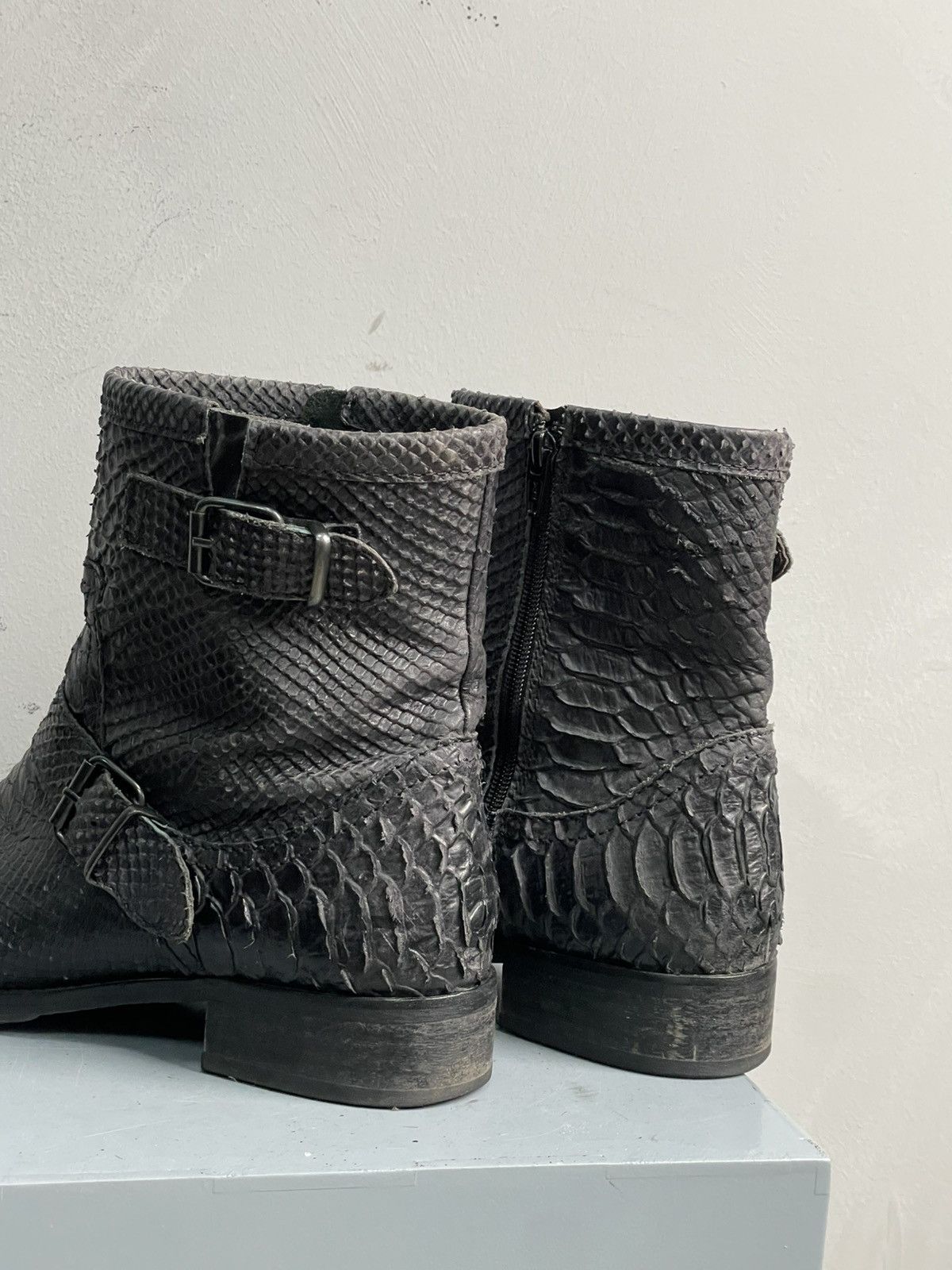 Hedi Slimane Hedi slimane style python leather snake moto ankle opium y2k Size US 8 / EU 41 - 7 Thumbnail