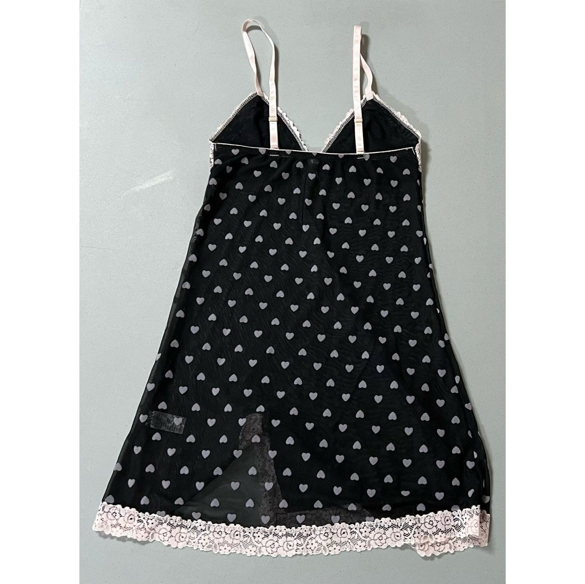Vintage Black Pink Hearts Babydoll Nightie Lingerie Dress Size S 🖤🩷 Size S / US 4 / IT 40 - 6 Thumbnail