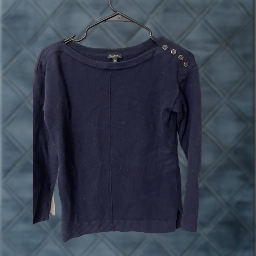 Talbots VINTAGE Talbots Women’s XS Navy Blue Long Sleeve Pullover Sweater Size XS / US 0-2 / IT 36-38 - 1 Thumbnail