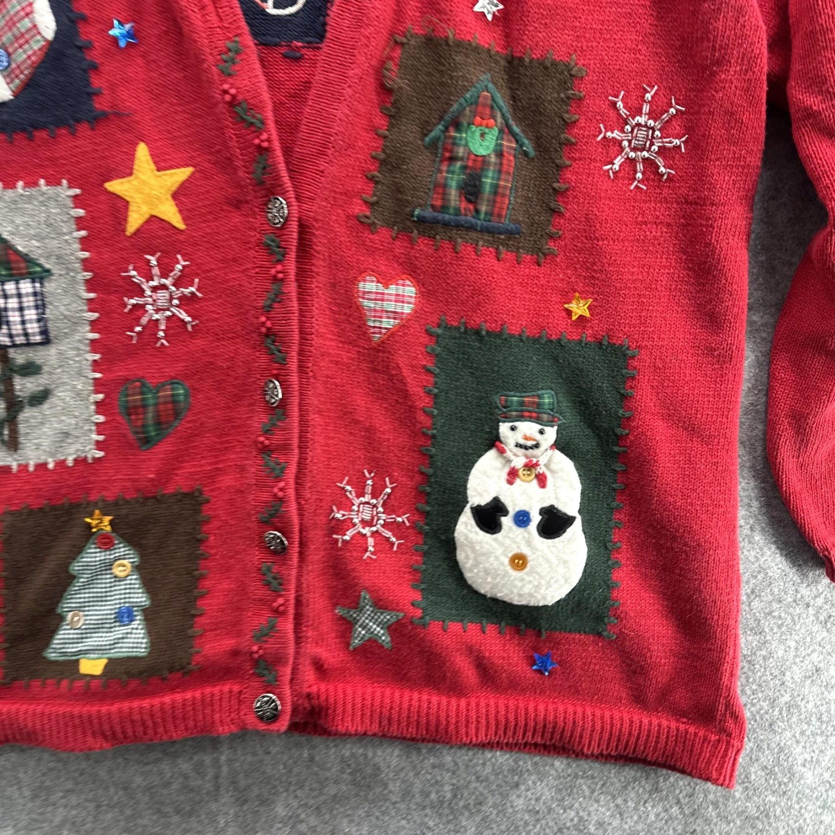 Vintage VINTAGE Christmas Ugly Sweater Cardigan Womens Large Red Size L / US 10 / IT 46 - 6 Thumbnail
