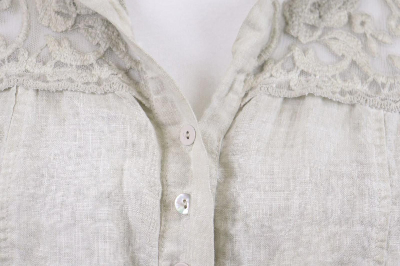 Designer Bottega Beige Mesh Floral Shirt Blouse Tunic Size M Size M / US 6-8 / IT 42-44 - 4 Thumbnail