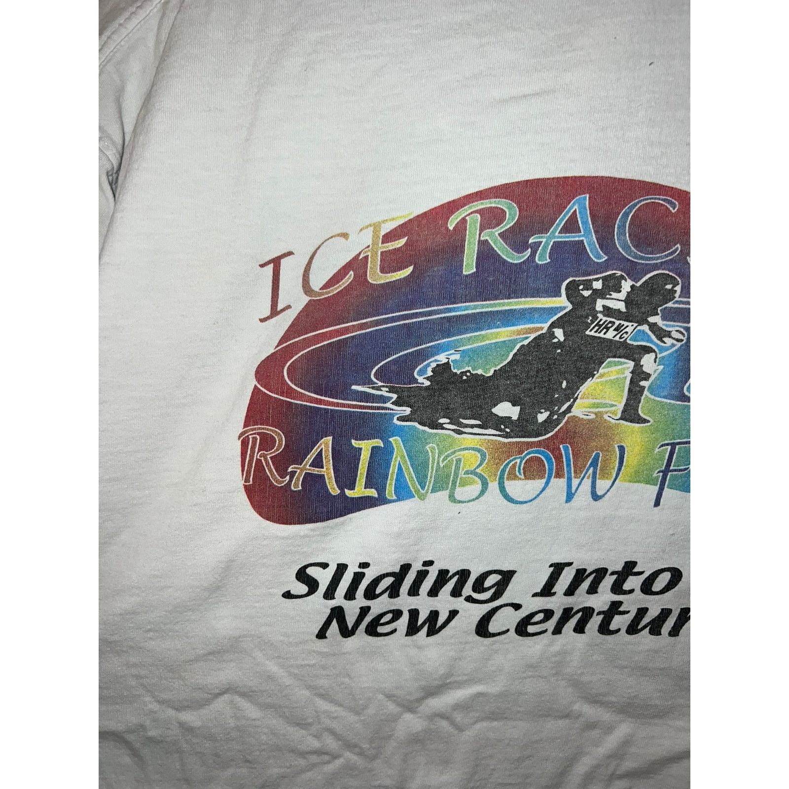 Fruit Of The Loom Vintage Ice Racing Shirt Rainbow Falls White Tee 90s Medium Size US M / EU 48-50 / 2 - 6 Thumbnail