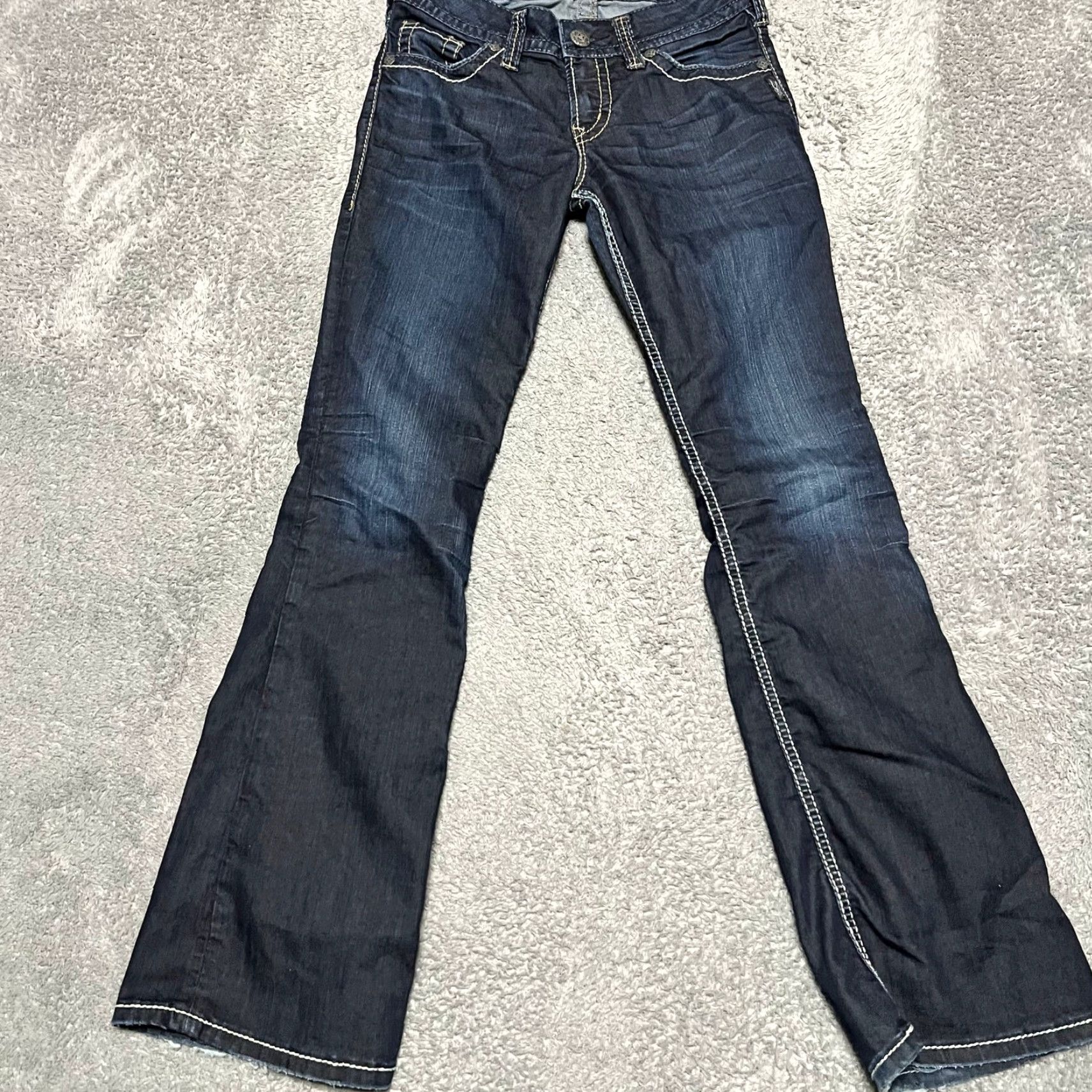 Silver Jeans Co. Silver Jeans Womens 28 x32 Suki Bootcut Western Contrast Stitch Blue Denim Womens Bootscut? Size 28" / US 6 / IT 42 - 4 Thumbnail